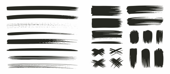 Grunge brush strokes set, ink splatter texture element for design background