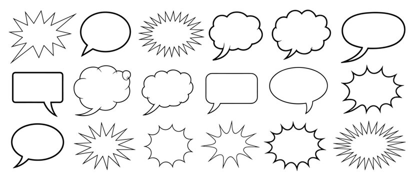 Set of speech bubbles, comic balloon for communication and conversation, message cloud