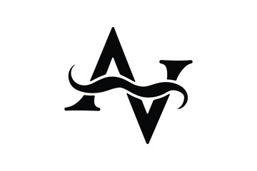 A stylized black logo featuring the letters a and v with a wavy line in between
