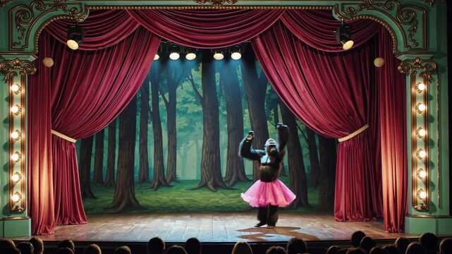 Gorille danseuse sur sc&egrave;ne