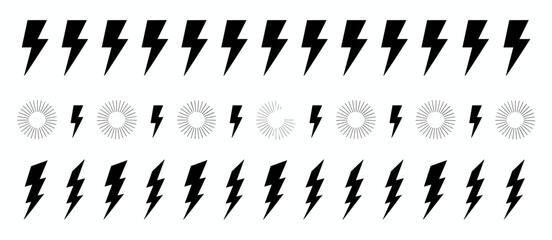 Lightning bolt graphic pattern background featuring minimalist sunbursts, electrical energy design concept