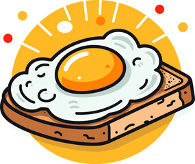 Sunny-Side Up Egg on Toast: A Delicious Breakfast Delight Illustration