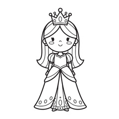 Adorable Princess Coloring Page Fairytale Princess Illustration