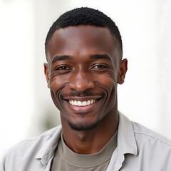 Obraz premium Smiling Man Portrait with Friendly Expression on White Background
