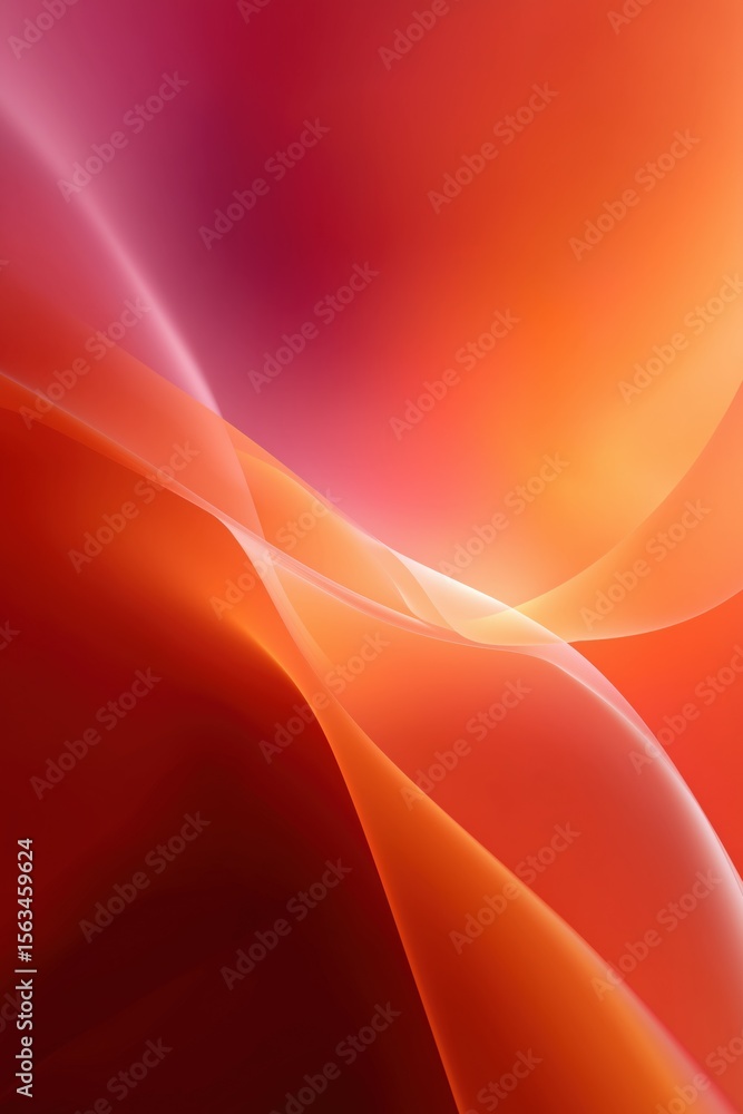 Poster abstract vibrant red and orange fluid waves with smooth gradient