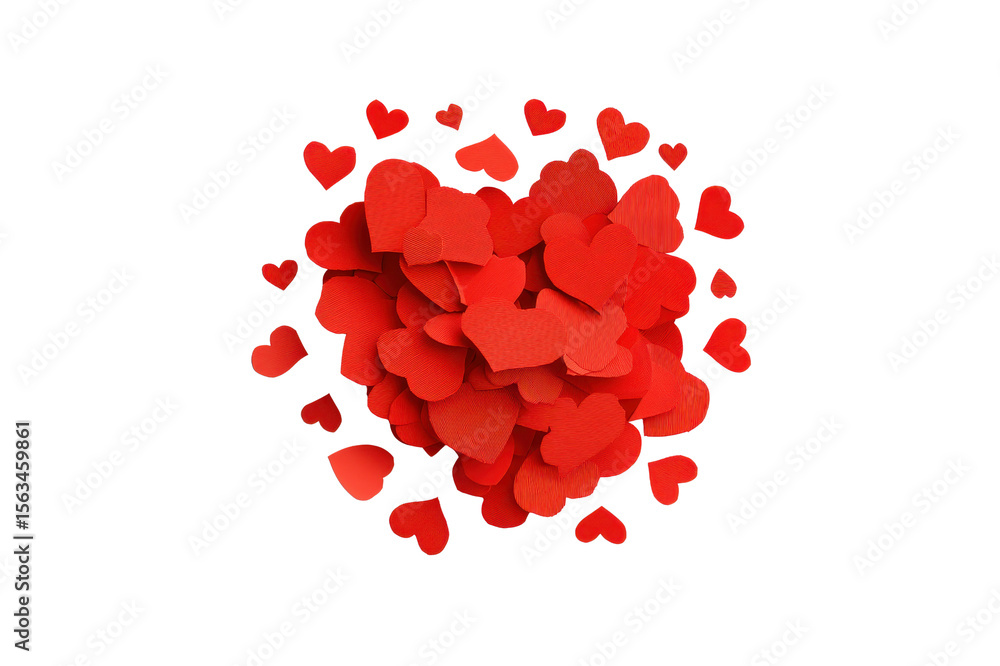 Poster multiple textured red hearts clustered together against a dark backdrop ideal for isolate