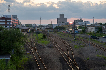 北海道釧路市の夏の夜の美しい風景