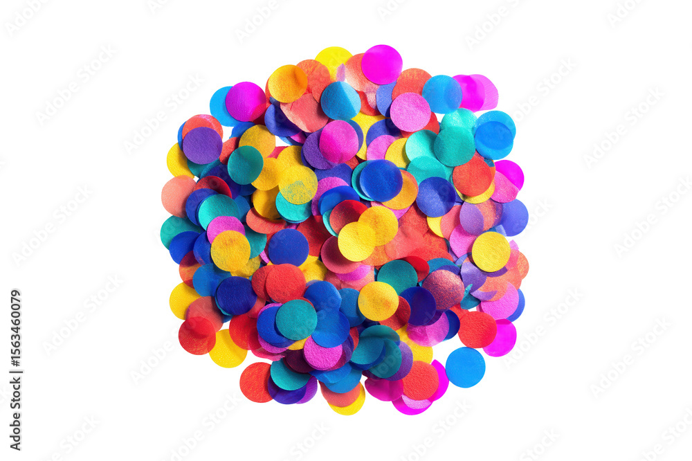Aufkleber circular colorful confetti piled in a heap isolated on a transparent background displaying blue yell