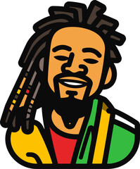 Obraz premium Rasta Man Portrait with Dreadlocks and Jamaican Colors