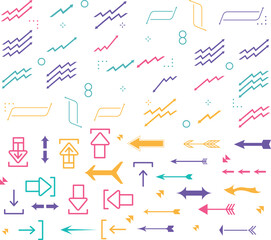 Set arrow icons. Collection different arrows sign. Set different cursor arrow direction symbols in flat style. Black arrows icons