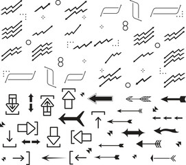 Set arrow icons. Collection different arrows sign. Set different cursor arrow direction symbols in flat style. Black arrows icons