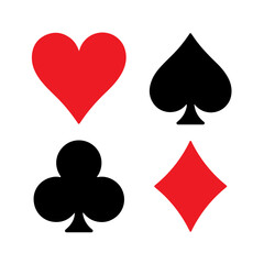line icon symbol playing card spades diamonds clubs hearts isolated