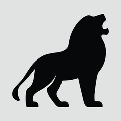 Silhouette roaring lion strong predator wildlife animal vector illustration