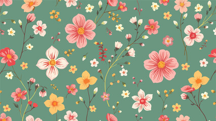 Beautiful floral seamless pattern wild herbs and flowers. Abstract flowers print. Modern pattern. Fashionable template for design