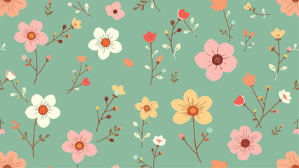 Cute colorful floral seamless pattern with abstract flower. Endless floral pattern