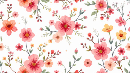 Floral seamless pattern wild herbs and flowers. Abstract flowers print.Seamless floral pattern