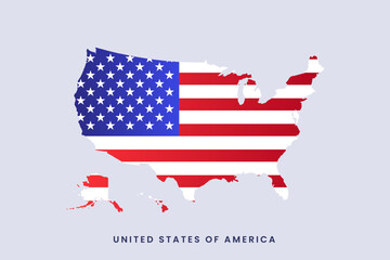 USA Map with American Flag Design. United States Flag Inside Country Map Vector Illustration