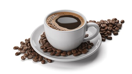 Fototapeta premium Rich Aromatic Coffee A High-Quality Image of Brewed Coffee with Roasted Beans