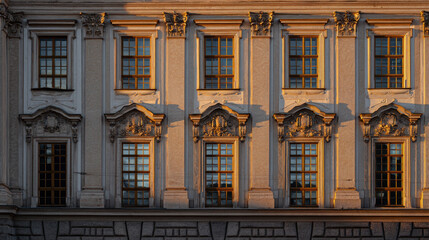 Fototapeta premium Historical Palace Facade Baroque Style Window Architecture