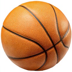 Isolated basketball ball for sports and recreation equipment orange textured ball close up detail shot