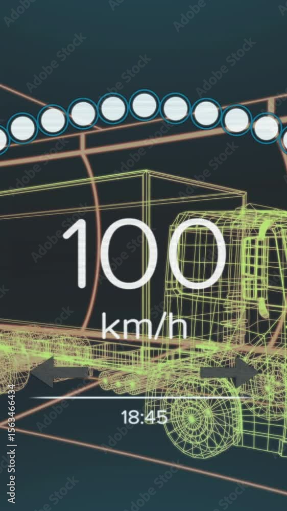 Poster animation of digital car interface and data processing over 3d model of car