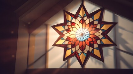 Stained glass star window light bright colorful interior design architecture decoration art home decor