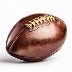 Isolated american football leather ball close up for sport equipment and recreation game concept