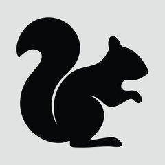 Silhouette squirrel rodent side view black and white vector illustration