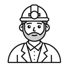 Stylized worker graphic showcases a construction worker with a hard hat, perfect for design projects or themed presentations requiring occupational visuals.