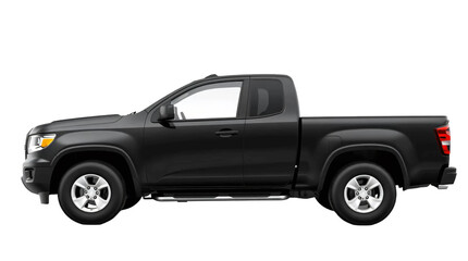 Black pickup truck isolated on transparent background