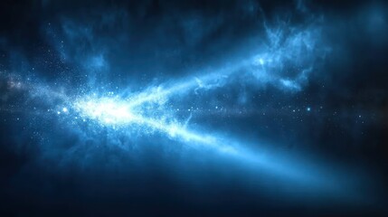 Cosmic rays burst through nebula; deep space background; science fiction
