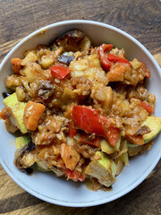 Delicious Georgian Ajapsandali: vibrant vegetable stew with eggplant