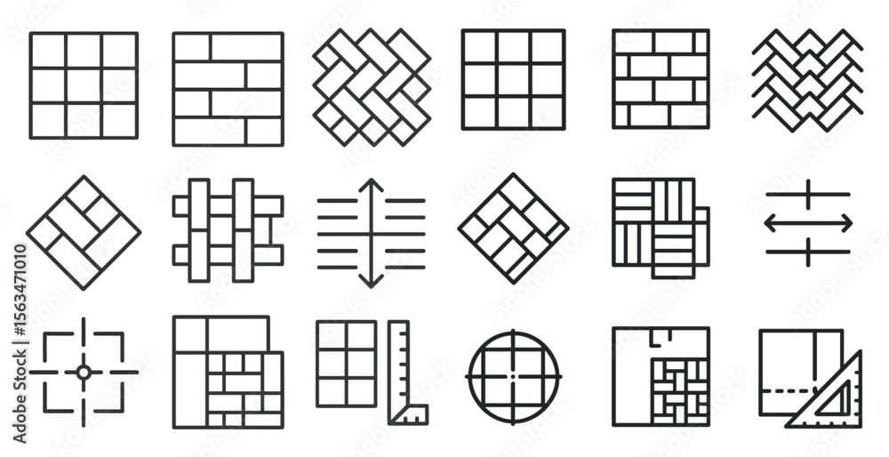 Poster set of geometric shapes and lines, including squares, rectangles, triangles, and circles. the shapes