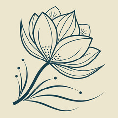 Minimalist Lotus Flower Logo Icon
