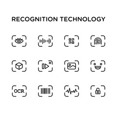 Recognition Identification Technology Icon Set,  Authentication and cyber security