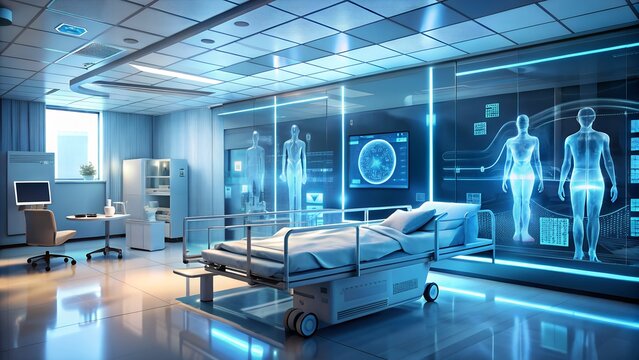 Holographic Intelligence Interface, Clean medical diagnostic panel floating in virtual space, Medical UI system with clean 3D visualization of lungs, AR glasses, medical data analysis