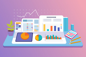 vector illustration of business graph