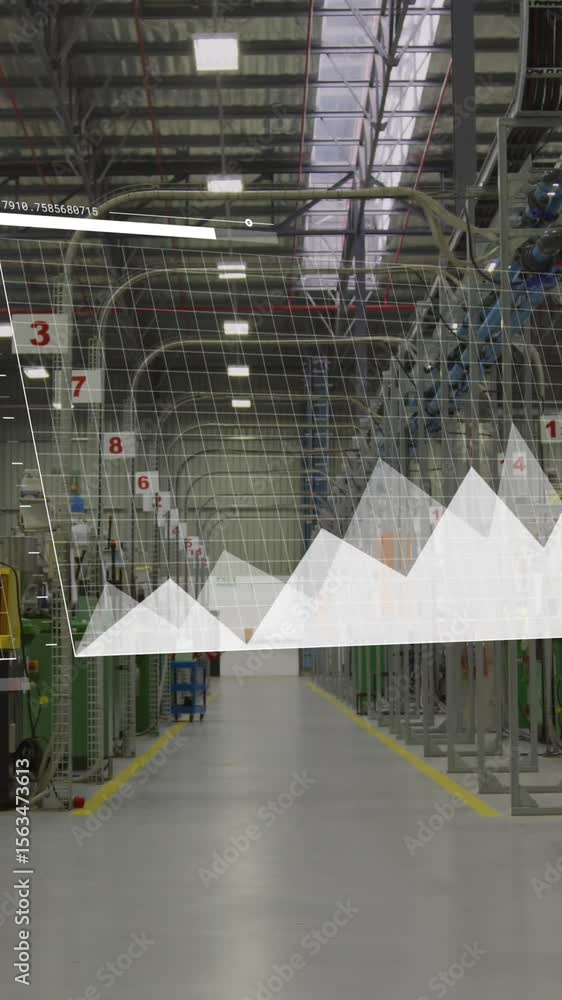 Aufkleber animation of multiple graphs moving over diverse mechanics amidst machinery working in garage