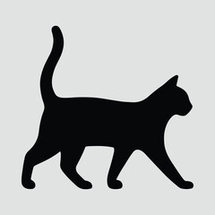 Silhouette walking cat domestic animal pet feline vector illustration
