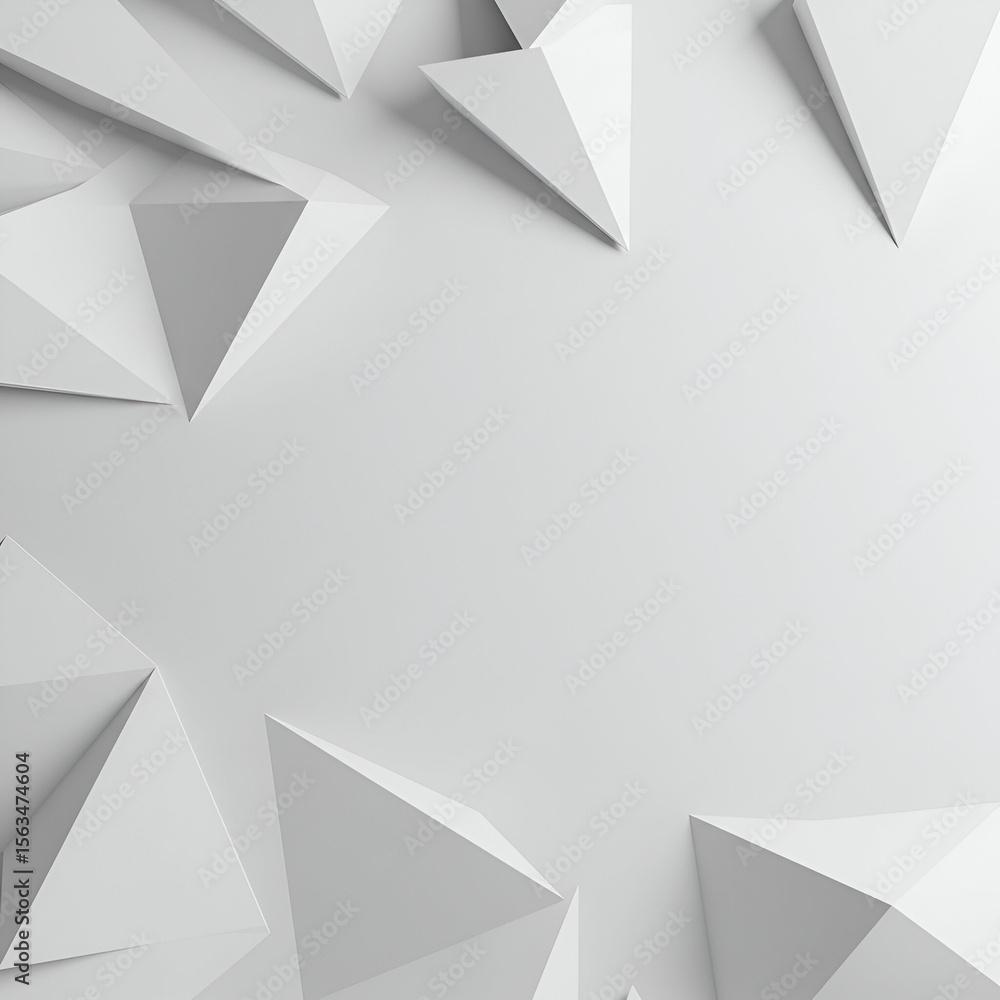Aufkleber abstract geometric shapes with no people in a neutral, light gray environment. layered triangular fo