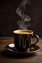 Fototapeta premium cup of coffee on black background