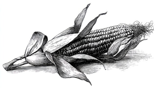 Detailed drawing of a corn cob