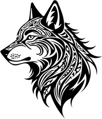 wolf head tribal vector silhouette sticker tattoo 