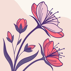 Flat Style Blooming Flower Vector
