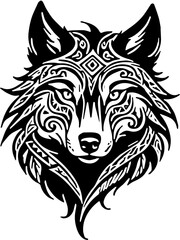 Obraz premium wolf head tribal vector silhouette sticker tattoo 