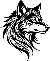 Obraz premium wolf head tribal vector silhouette sticker tattoo 