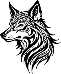 wolf head tribal vector silhouette sticker tattoo 
