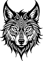 Obraz premium wolf head tribal vector silhouette sticker tattoo 