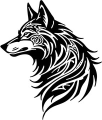 Fototapeta premium wolf head tribal vector silhouette sticker tattoo 