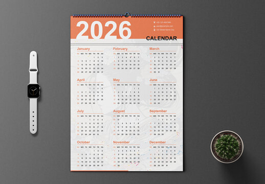 Wall Calendar Template 2026